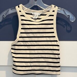 H&M Cream and Black Striped Fitted Tank Top - Never worn NWOT size S